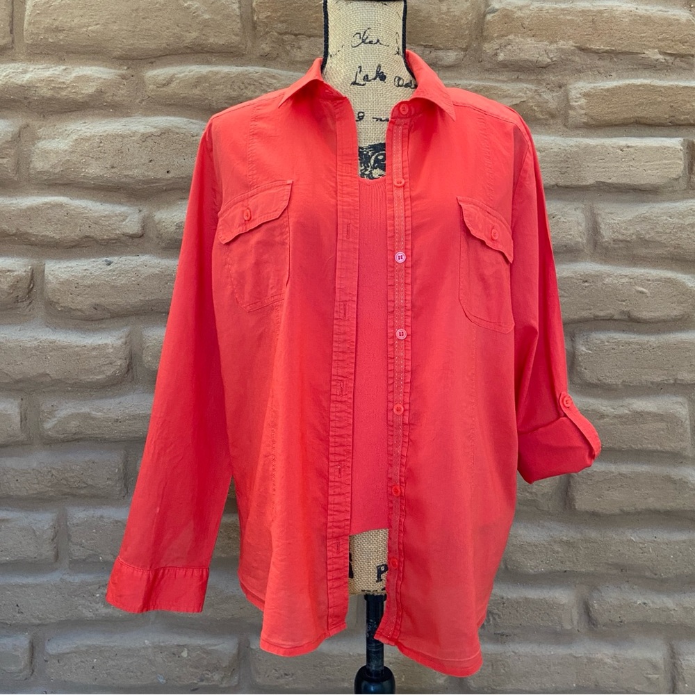 Chico’s Tops - Knit V-Neck Tank + Matching Lightweight Cotton Button Down